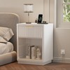 Fluted Farmhouse Night Stand, Fluted Nightstand with Charging Station, FlutedNightstand Bedroom with Drawers, Modern Mid Century Bedside Table - 4 of 4