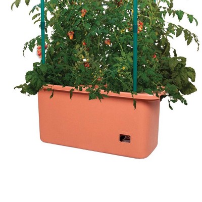 Self-Watering Green and Orange Plastic Trellis Planter Box