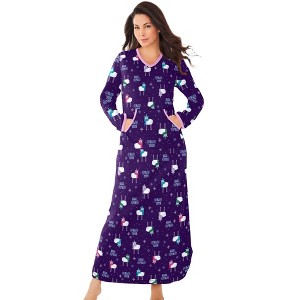 Dreams & Co. Women's Plus Size Long Printed Sleep Shirt - 1 of 4
