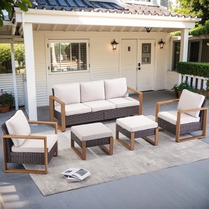 Buenhomino 5PC Outdoor Patio Conversation Set with Ottoman - 1 of 4