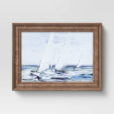 12" x 16" Painted Sailboat Framed Wall Canvas - Threshold™