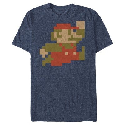 Men's Nintendo Small Mario Pixelated T-shirt - Navy Blue Heather ...