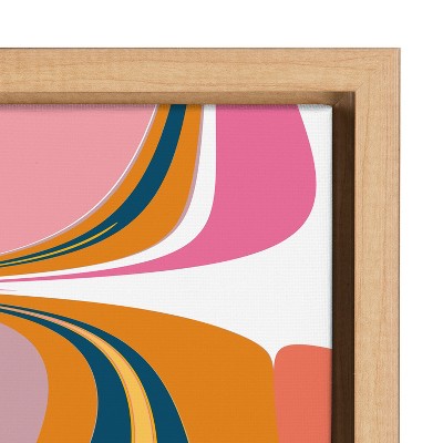 Colorful Abstract Swirls Canvas Print with Natural Frame