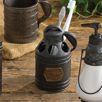 Antique Black and Bronze Resin Farmhouse Toothbrush Holder