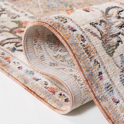Elegant Crimson Beige/Ivory Synthetic 2'2" x 4' Area Rug