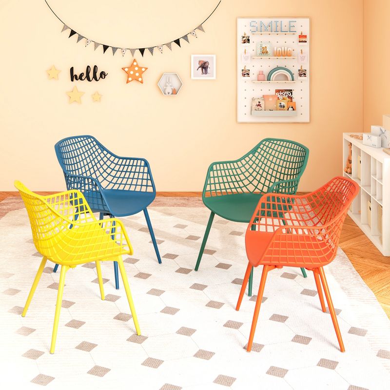 Costway 4 PCS Kids Chair Set Child-Size Chairs with Metal Legs Toddler Furniture Colorful, 2 of 11