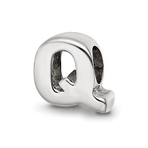 Black Bow Jewelry Sterling Silver Letter Q Polished Bead Charm, 10mm - 1 of 4