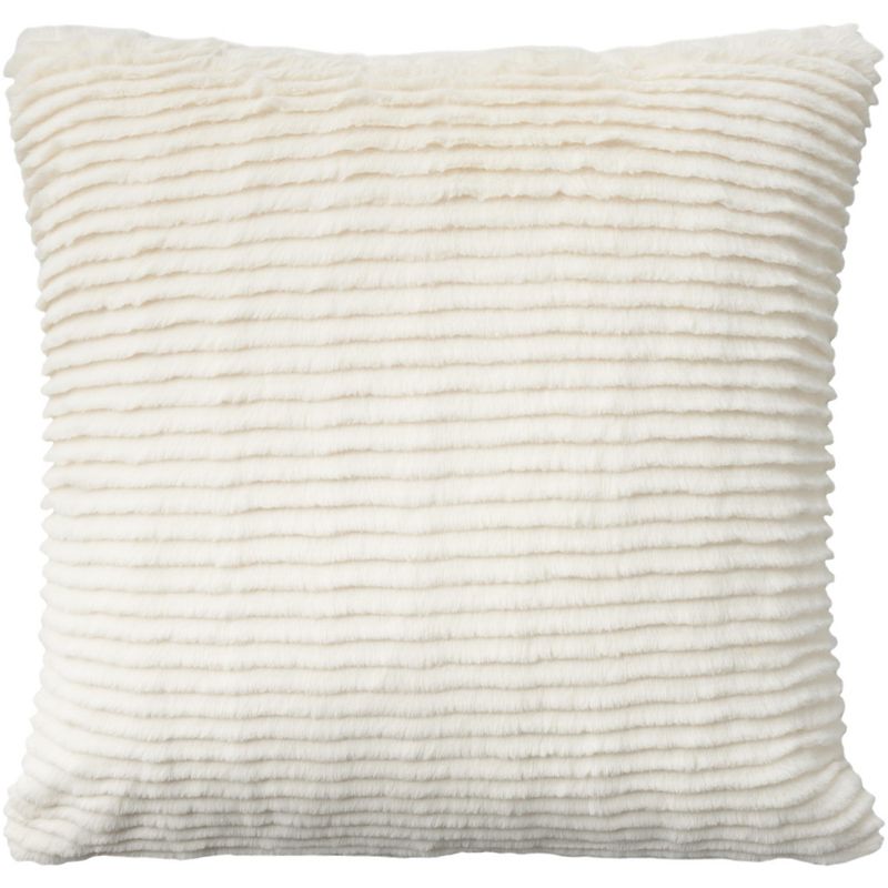 Mina Victory Faux Fur Layered Stripe Cut Indoor Throw Pillow, 1 of 8