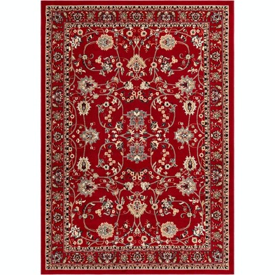 Washington Red/Ivory Synthetic 7x10 Rectangular Area Rug