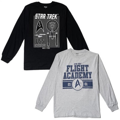 Star Trek Mens 2 Pack Graphic T-Shirts Black / Gray Small