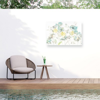 Danhui Nai Aqua Roses Shadows Outdoor Canvas Art
