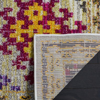 Ivory & Multicolor Boho Diamond 8' x 10' Washable Area Rug