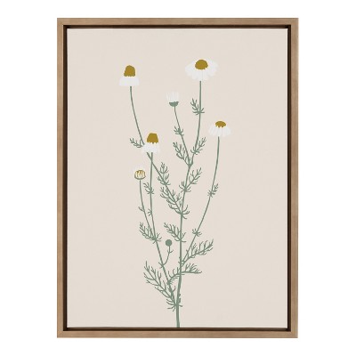 18" x 24" Gold Framed Canvas with White Wildflowers Print
