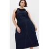 Women's Plus Size Pinafore Midi Dress - dark denim | CITY CHIC - 3 of 4