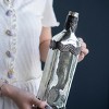 SEVOBAL Planters Antique Silver Decorative Glass Bottle Vase with Bronze Leaf Accents for Elegant Decor, Multicolored, 3"*3"*12" - 4 of 4