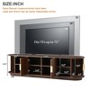 LOVSON Rustic-style wooden TV cabinet with sliding louvered doors and storage compartments, accommodates TVs up to 75 inches, walnut - 3 of 4