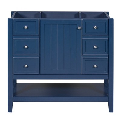 36 Inch Bathroom Vanity, Bathroom Storage Cabinet With 3 Drawers, Bottom Open Shelves Cabinet