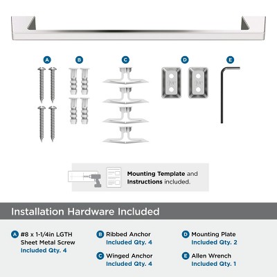 Polished Nickel Wall Mounted Towel Bar with Geometric Design