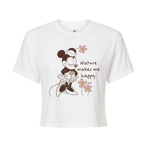 Women's - Disney - Minnie Nature Makes Me Happy Cropped Graphic T-Shirt - 1 of 4