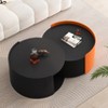 Elegant Round Nesting Coffee Table Set, Modern End Tables with Extendable Sliding Tabletop for Living Room, Office - ModernLuxe - 3 of 4