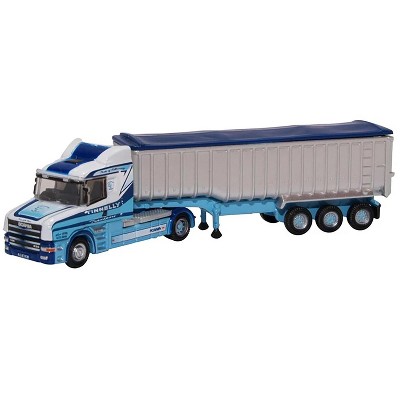 Scania T-Cab Truck RHD w/Covered Trailer "Tinnelly" White with Blue Graphics 1/148 (N) Scale Diecast Model Car by Oxford Diecast