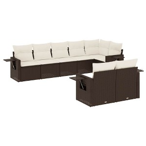 vidaXL Garden Sofa Set Brown, Cream white - 1 of 4