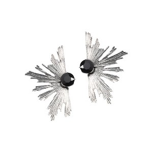 SOHI Women's Onyx Black Metallic Flora Drop Earrings - 1 of 4