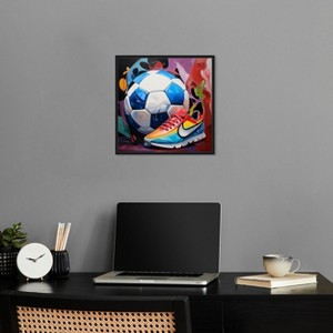 Notoriart Colorful Soccer Sneaker Splash Soccer Wall Art Framed - 1 of 4