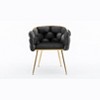 Modern Velvet Upholstered Accent Chair with Curved Tufted Backrest, Pink/Gray/Olive Green/Blue/Beige-ModernLuxe - 4 of 4