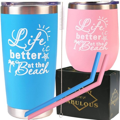 DORADREAMDEKO 12oz Life is Better at the Beach, Beach Tumbler Gifts for  Women or Men, 1 Pack, Pink and Blue