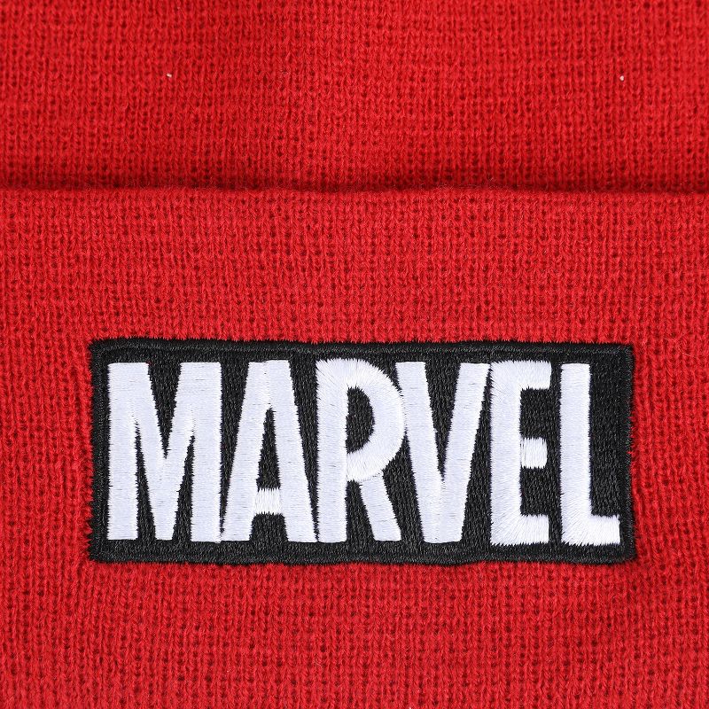 Marvel Logo Adult Red Beanie, 2 of 5