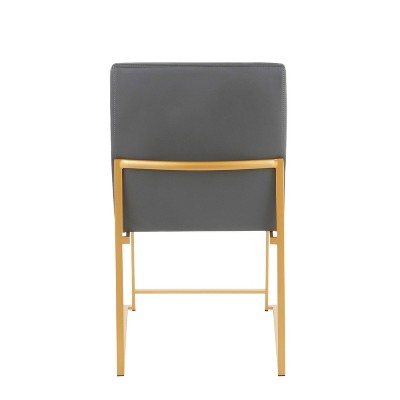 Elevated Fuji Gold Metal Frame Side Chair with Grey Faux Leather