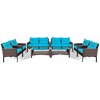 Costway 8PCS Patio Rattan Sectional  Furniture Set Loveseat Sofa Coffee Table W/Turquoise Cushion - 2 of 4