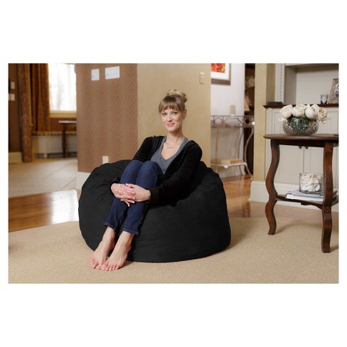 Chill Sack Bean Bag Chair, Memory Foam Lounger with Micorsuede Cover, Kids,  Adults, 5 ft, Charcoal