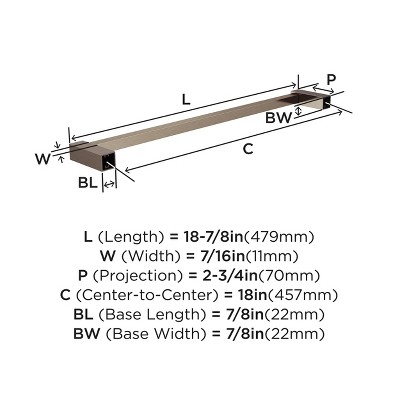 Brushed Nickel 18" Wall Mounted Bathroom Towel Bar