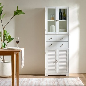 HDZNVF 67 inch Tall Kitchen Pantry Cabinet with Doors and Shelves Large Stand Up Pantry Storage Cabinet White - 1 of 4