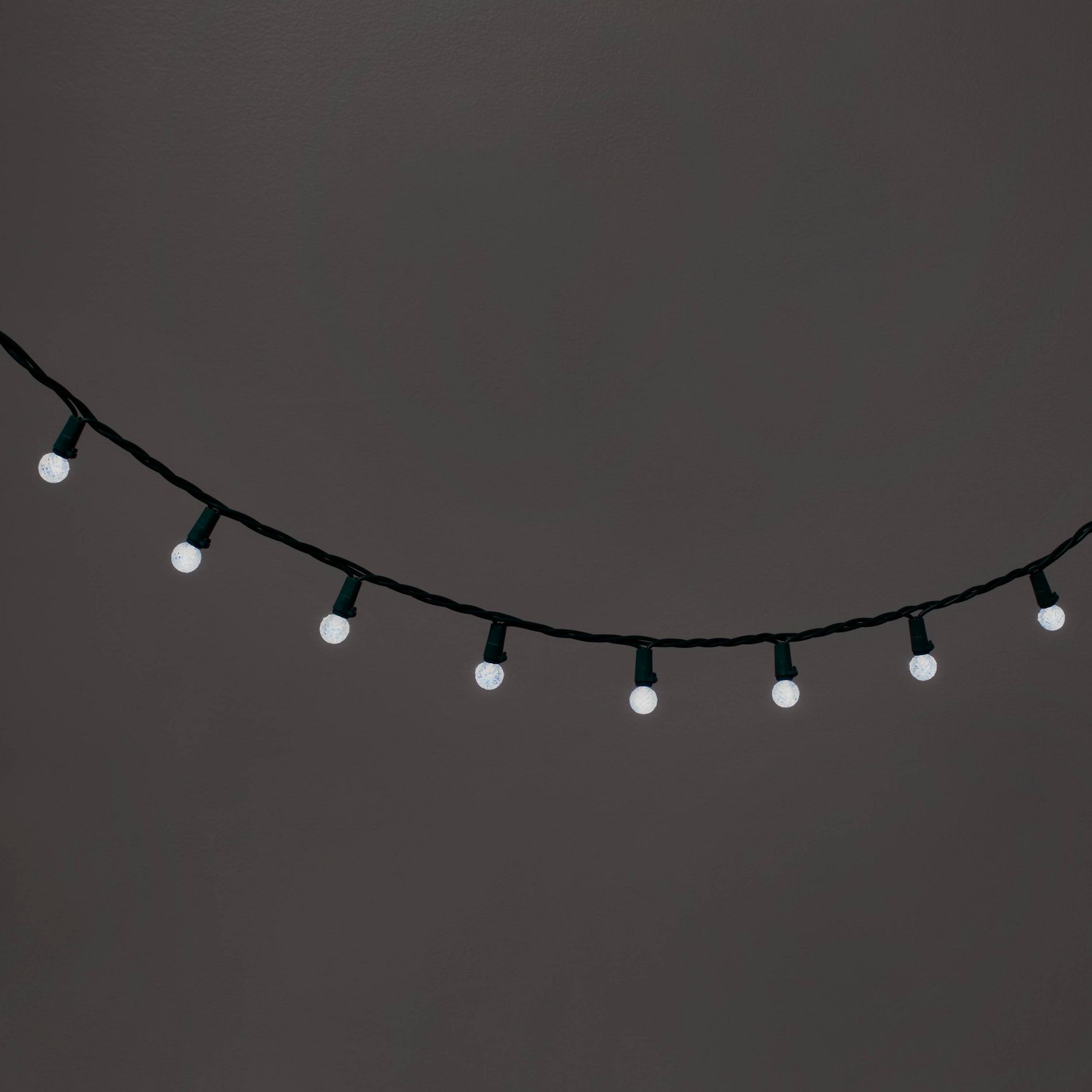 60ct LED Faceted Sphere Christmas String Lights Cool White with Green Wire - Wondershop™: Indoor Outdoor