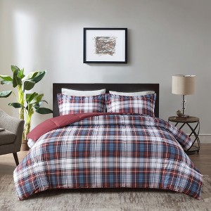 Stylish Plaid Print Comforter Mini Set, All Season Bedding Sets, Cozy Home Textile fits Modern Bedroom Decor - 1 of 4