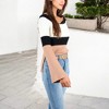Anna-Kaci Women's Off-Shoulder Ribbed Knit Sweater with Color Block Design - 2 of 4