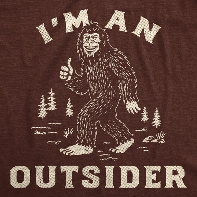Мужские футболки Crazy Dog T-Shirts, Inc. Mens Funny T Shirts Im An Outsider Sarcastic Bigfoot Graphic Novelty Tee for Men - Crazy Dog Men's T Shirt For Campers Brown XL — фото 2