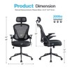XIZZI Ergonomic Office Chair Mesh Chairs with Tilt Lock & Wide Cushion, High Back Home Desk Chair with Adjustable Headrest & Flip-Up Arms - 2 of 4