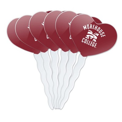 Morehouse College Maroon Tigers Logo Heart Love Cupcake Picks Toppers Decoration Set of 6