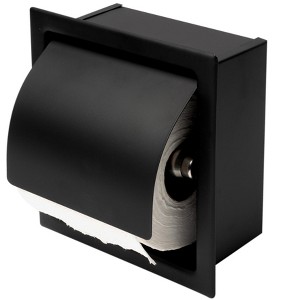 ALFI ABTPC77-BLA Black Matte Stainless Steel Recessed Toilet Paper Holder with Cover - 1 of 4