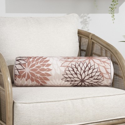 Natural Floral Polyester Bolster Pillow 6" x 20"