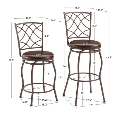 Casey Trio Brown Faux Leather Adjustable Swivel Stools