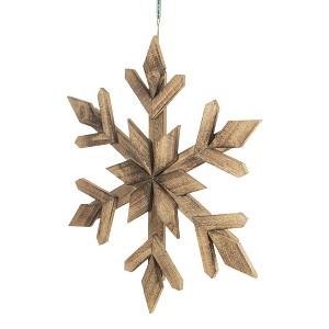 Dexmalle Set of 2 Hanging Large Fir Wood Snowflake Ornaments - 1 of 4
