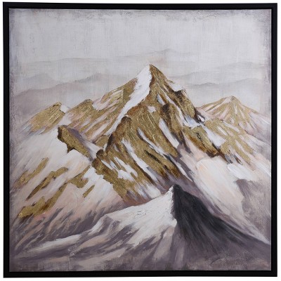 Keola Mountain Tops First Snow II Unframed Wall Canvas Brown/White - StyleCraft