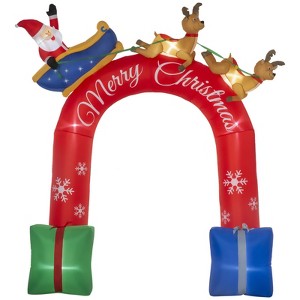 SEVOBAL Inflatable Holiday Decorations 9ft Christmas Arch, Santa Claus Riding a Sled, Front Yard Holiday Decoration for Garden, Red, 10.2"*5.1"*12.6" - 1 of 4