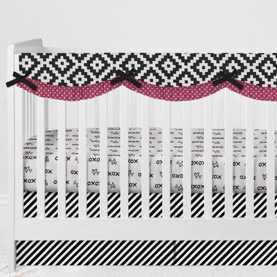 Bacati - Love Black/Fuchsia Long Side Crib Rail Guard Cover