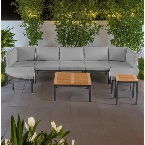 Outdoor Modular Sectional Sofa Set with Coffee Table, Ottoman, Cushions - 1 of 4